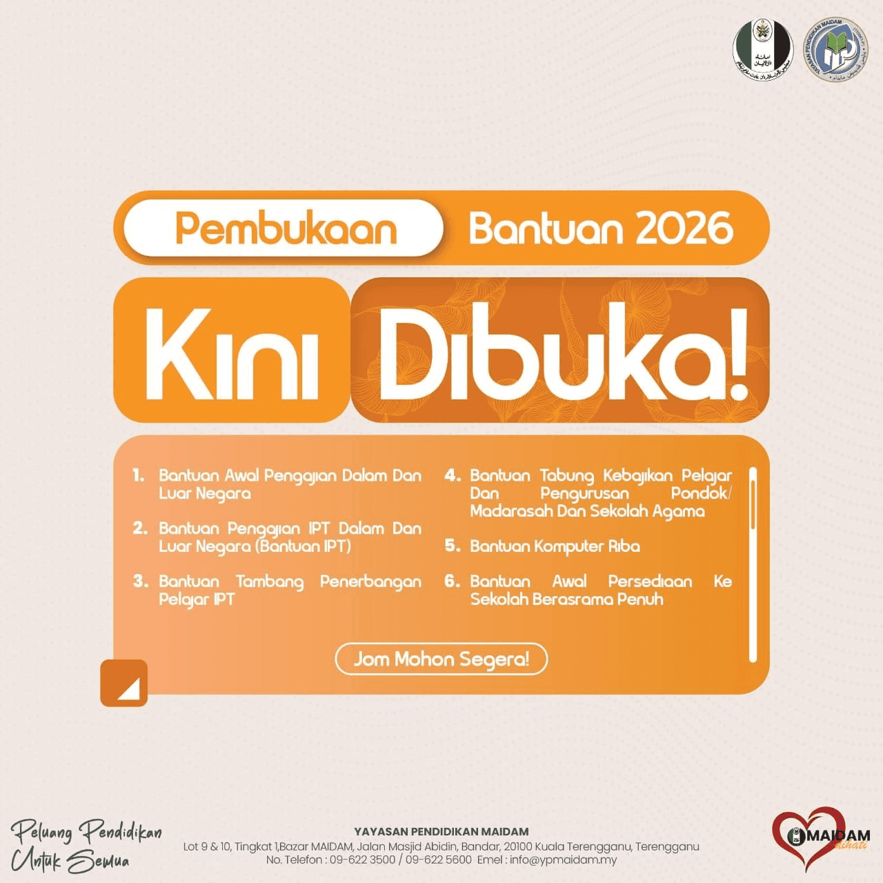 Bantuan Pendidikan MAIDAM 2026 – Cara Mohon & Syarat