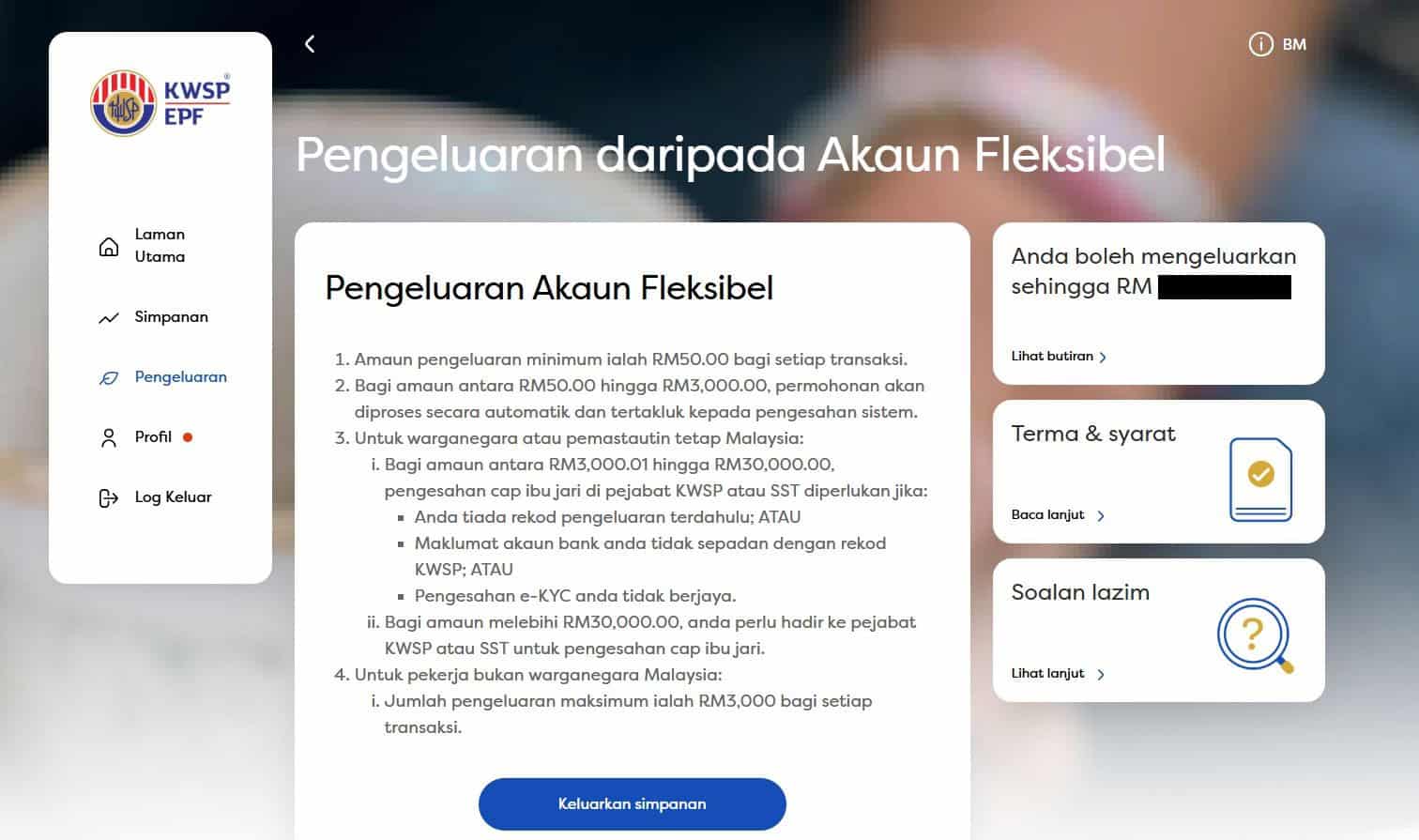 Méthode de retrait du compte EPF 3 (compte flexible)