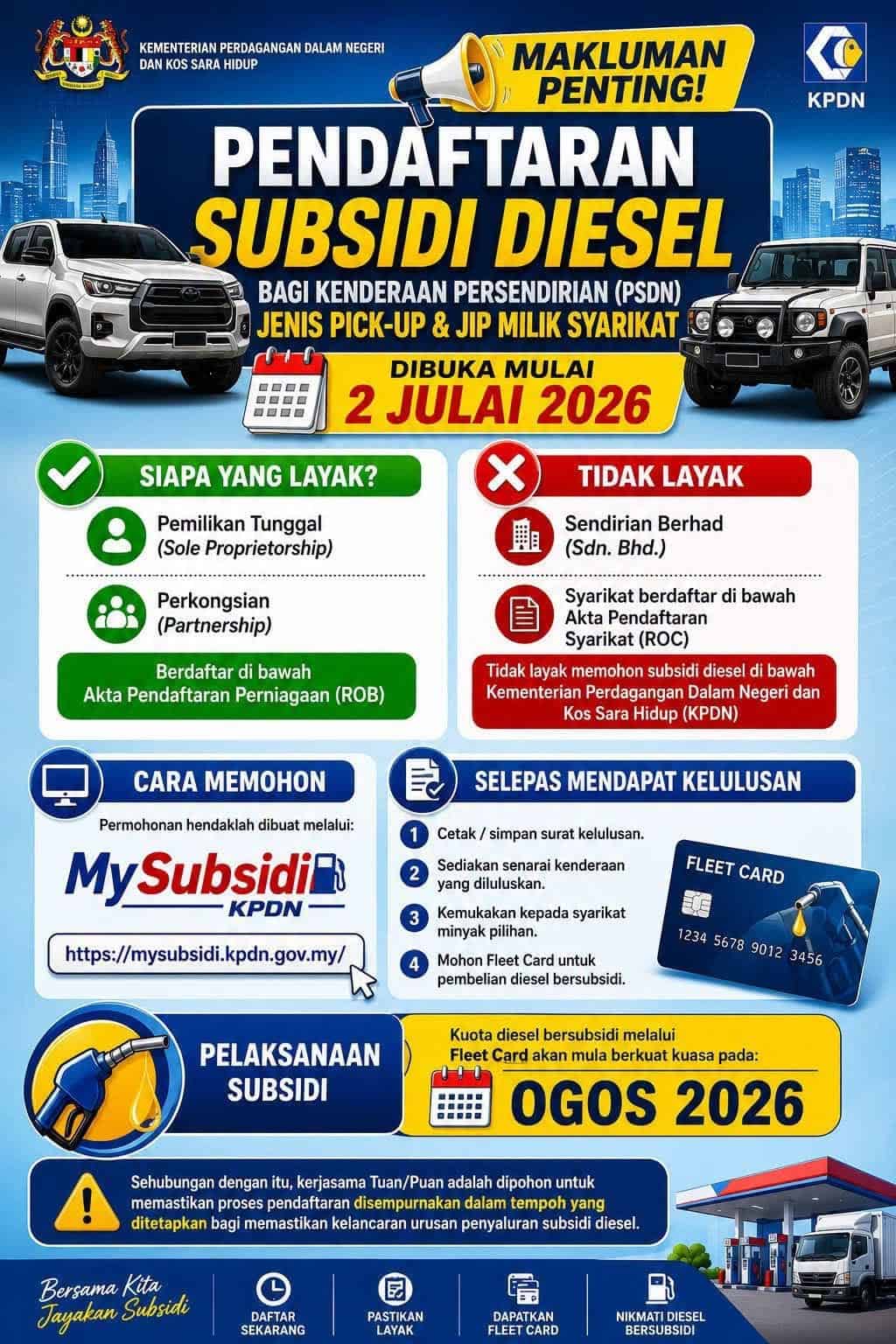 Les propriétaires de jeep et de pick-up du Sabah et du Sarawak peuvent désormais demander des subventions diesel ! Voici comment s’inscrire
