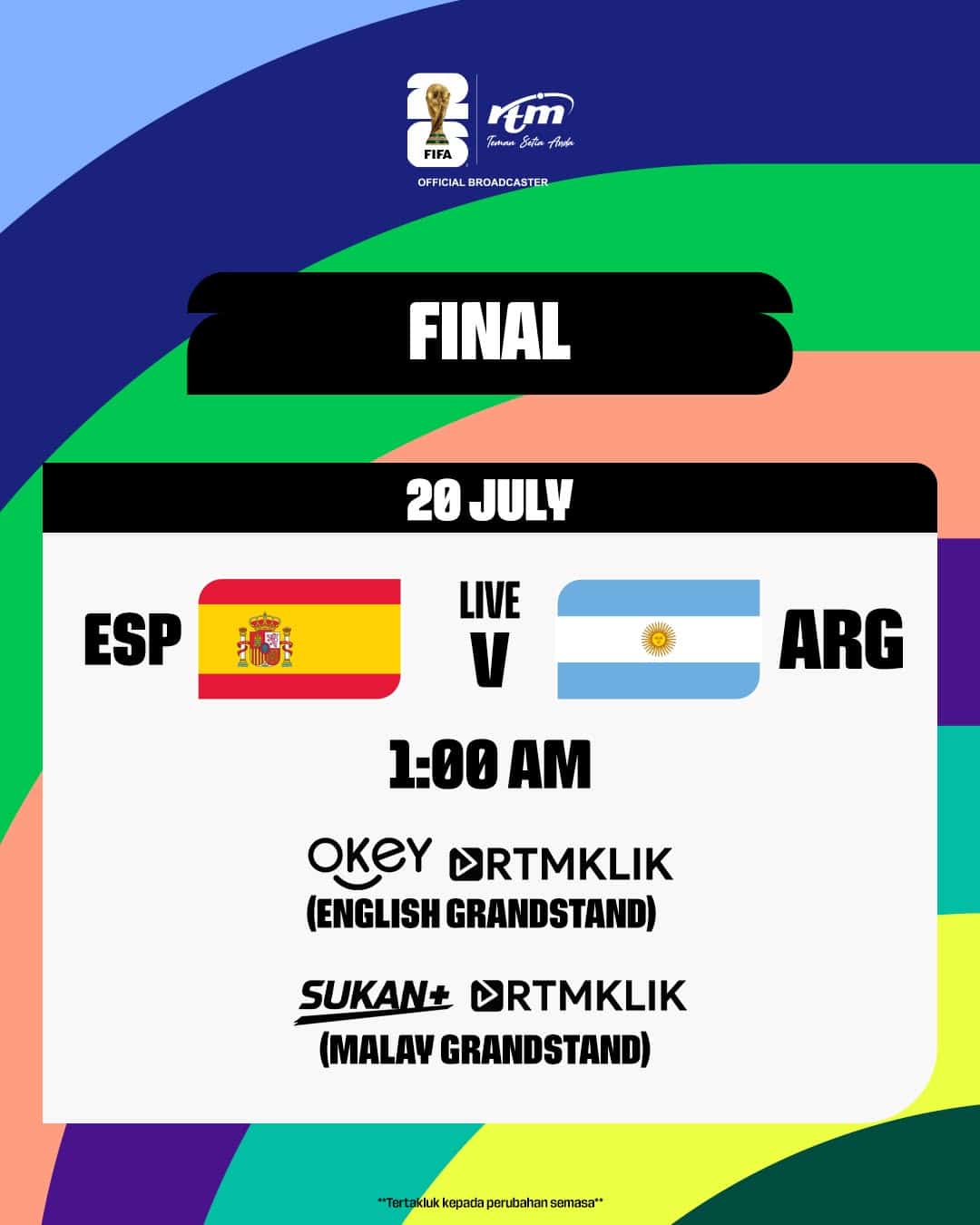Ne lâchez pas ! Finale de la Coupe du monde 2026 Espagne contre Argentine, regardez en direct sur RTM